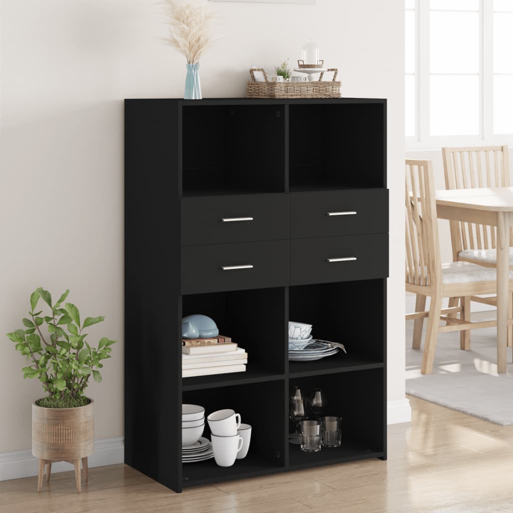 Highboard Black 80x42.5x124 cm Engineered Wood